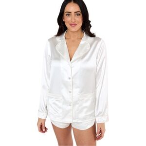 BuddyLove Prescott Satin Pajama Top Size S White